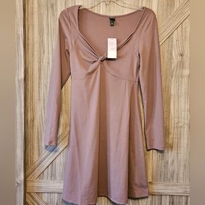 Dusty Purple Long Sleeves Midi Dress